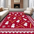 thumbnail image 1 of ODIKA 3'x5' Machine Washable Non-Slip Area Rug, Jolly Snowman Baking Spice Entrance Yuletide Confection Design High Traffic Rug with Pad, Red, 631045, 1 of 8