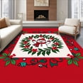 thumbnail image 1 of ODIKA 3'x5' Machine Washable Non-Slip Area Rug, Jolly Snowman Gathering with Festive Holly Berry High Traffic Rug with Pad, Red, 732429, 1 of 8