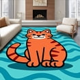 thumbnail image 1 of ODIKA 3'x5' Machine Washable Non-Slip Area Rug, Jovial Stream Dweller Handicraft Yarn Project High Traffic Rug, Orange, 726998, 1 of 5