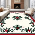 thumbnail image 1 of ODIKA 3'x5' Machine Washable Non-Slip Area Rug, Joyful Evergreen Seasonal Accent Winter Celebration High Traffic Rug with Pad, Red, 618546, 1 of 8