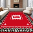 thumbnail image 1 of ODIKA 3'x5' Machine Washable Non-Slip Area Rug, Joyful Hearth Welcoming Entrance Floor Yuletide Celebration High Traffic Rug, Red, 737639, 1 of 7