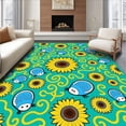 thumbnail image 1 of ODIKA 3'x5' Machine Washable Non-Slip Area Rug, Joyful Hedgehog Surrounded by Playful Doodle Inspired Accents High Traffic Rug with Pad, Teal, 727574, 1 of 8