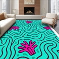 thumbnail image 1 of ODIKA 3'x5' Machine Washable Non-Slip Area Rug, Joyful Ocean Life Collage with Animated and Coral Reef High Traffic Rug, Turquoise, 726669, 1 of 7