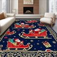 thumbnail image 1 of ODIKA 3'x5' Machine Washable Non-Slip Area Rug, Joyful Santa Claus Entryway North Pole Express Delivery High Traffic Rug, Navy Blue, 609954, 1 of 7