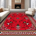 thumbnail image 1 of ODIKA 3'x5' Machine Washable Non-Slip Area Rug, Joyful Season Rosette Patterned Throw With Intricate Borders High Traffic Rug, Red, 611857, 1 of 7