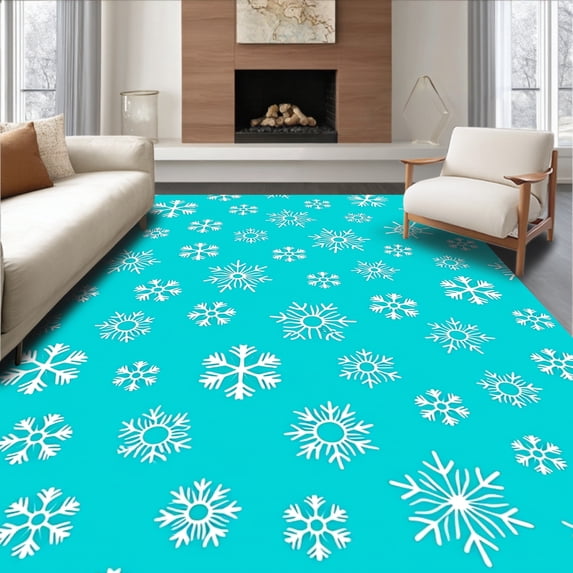 ODIKA 3'x5' Machine Washable Non-Slip Area Rug, Joyful Symphony Half Round Entryway Adornment High Traffic Rug, Blue, 605476