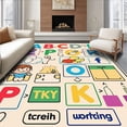 thumbnail image 1 of ODIKA 3'x5' Machine Washable Non-Slip Area Rug, Jumbo Kindergarten Preschool Literacy Development Foundation Board High Traffic Rug with Pad, Beige, 693313, 1 of 8