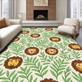 thumbnail image 1 of ODIKA 3'x5' Machine Washable Non-Slip Area Rug, Jungle Hideaway Wild Creature Safari Illustration with Leafy Vines High Traffic Rug, Brown, 684041, 1 of 7