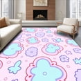 thumbnail image 1 of ODIKA 3'x5' Machine Washable Non-Slip Area Rug, Kawaii Dreamscape with Floating Stars and Cloud Motifs High Traffic Rug, Pink, 396254, 1 of 7