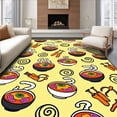 thumbnail image 1 of ODIKA 3'x5' Machine Washable Non-Slip Area Rug, Kawaii Noodle Bowl Door with Chopsticks Design High Traffic Rug with Pad, Yellow, 700350, 1 of 8