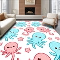 thumbnail image 1 of ODIKA 3'x5' Machine Washable Non-Slip Area Rug, Kawaii Ocean Creatures Bath with Adorable Sea Friends Design High Traffic Rug, Pink, 724633, 1 of 7