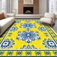 thumbnail image 1 of ODIKA 3'x5' Machine Washable Non-Slip Area Rug, Latch Hook Kit Festive Snowflake Embroidery Project High Traffic Rug, Yellow, 626732, 1 of 7