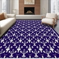 thumbnail image 1 of ODIKA 3'x5' Machine Washable Non-Slip Area Rug, Lattice Sports Fan with Championship Trophy Motifs High Traffic Rug with Pad, Purple, 669641, 1 of 8