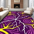thumbnail image 1 of ODIKA 3'x5' Machine Washable Non-Slip Area Rug, Lightning Bolt Speed Thunder Storm Electric Design High Traffic Rug, Purple, 700606, 1 of 7