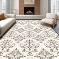 thumbnail image 1 of ODIKA 3'x5' Machine Washable Non-Slip Area Rug, Luxe Transitional Damask Swirl Neutral Decorative Accent Floor High Traffic Rug with Pad, Ivory, 542415, 1 of 8