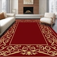 thumbnail image 1 of ODIKA 3'x5' Machine Washable Non-Slip Area Rug, Luxurious Baroque Scroll Entryway Procession Award Ceremony High Traffic Rug with Pad, Red, 601680, 1 of 8