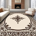 thumbnail image 1 of ODIKA 3'x5' Machine Washable Non-Slip Area Rug, Luxurious Baroque Swirl Paisley Symmetrical Heirloom High Traffic Rug with Pad, Beige, 580797, 1 of 8