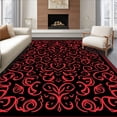 thumbnail image 1 of ODIKA 3'x5' Machine Washable Non-Slip Area Rug, Luxurious Festive Spiral Motifs with Glittering Frosted Highlights High Traffic Rug, Black, 628008, 1 of 7