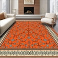 thumbnail image 1 of ODIKA 3'x5' Machine Washable Non-Slip Area Rug, Luxurious Paisley Vine Ensemble High Traffic Rug, Orange, 582843, 1 of 7
