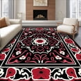 thumbnail image 1 of ODIKA 3'x5' Machine Washable Non-Slip Area Rug, Luxurious Velvet Inspired with Abstract Floral Motifs and Elegant Swirls High Traffic Rug, Black, 616770, 1 of 7