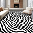 thumbnail image 1 of ODIKA 3'x5' Machine Washable Non-Slip Area Rug, Luxurious Zebra Stripe Abstract Decorative High Traffic Rug with Pad, Black, 593540, 1 of 8