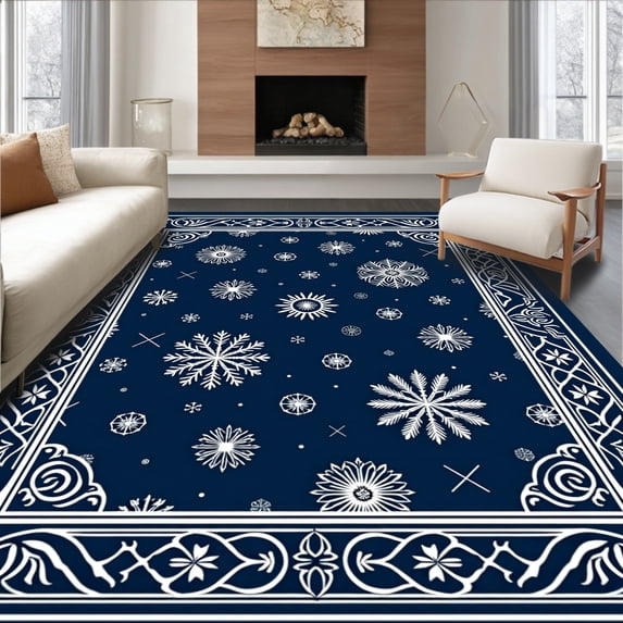 ODIKA 3'x5' Machine Washable Non-Slip Area Rug, Magical Heritage Welcome High Traffic Rug, Blue, 610051