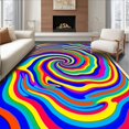 thumbnail image 1 of ODIKA 3'x5' Machine Washable Non-Slip Area Rug, Magical Kaleidoscope Spiral Twirl Multicolored Art High Traffic Rug, Blue, 588291, 1 of 7