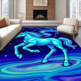 thumbnail image 1 of ODIKA 3'x5' Machine Washable Non-Slip Area Rug, Magical Mythical Creature Illustration with Cosmic Sparkle Details High Traffic Rug with Pad, Blue, 600076, 1 of 8