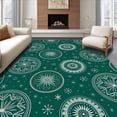 thumbnail image 1 of ODIKA 3'x5' Machine Washable Non-Slip Area Rug, Magical Starlight Celebration Adorned Traditional Symbols High Traffic Rug with Pad, Green, 621774, 1 of 8