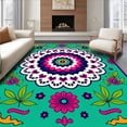 thumbnail image 1 of ODIKA 3'x5' Machine Washable Non-Slip Area Rug, Medallion Interlocking Scrollwork Motif with Artistic Distress Detailing High Traffic Rug with Pad, Pink, 657176, 1 of 8