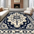 thumbnail image 1 of ODIKA 3'x5' Machine Washable Non-Slip Area Rug, Medallion Scrollwork Heirloom High Traffic Rug, Blue, 663880, 1 of 7