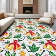 thumbnail image 1 of ODIKA 3'x5' Machine Washable Non-Slip Area Rug, Merry Bells and Holly with Starburst Motifs High Traffic Rug with Pad, Green, 617820, 1 of 8