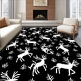 thumbnail image 1 of ODIKA 3'x5' Machine Washable Non-Slip Area Rug, Merry Reindeer Anti Slip Floor Xmas Woodland Design High Traffic Rug, Black, 627587, 1 of 7