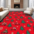 thumbnail image 1 of ODIKA 3'x5' Machine Washable Non-Slip Area Rug, Merry Spruce Forest Design with Holiday Car Embellishment High Traffic Rug, Red, 630381, 1 of 7