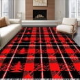 thumbnail image 1 of ODIKA 3'x5' Machine Washable Non-Slip Area Rug, Merry Yuletide Tartan Decorative Floor Covering High Traffic Rug with Pad, Red, 627550, 1 of 8