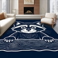 thumbnail image 1 of ODIKA 3'x5' Machine Washable Non-Slip Area Rug, Midnight Scavenger Adorable Wildlife Graphic Accent High Traffic Rug, Blue, 677543, 1 of 7