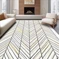 thumbnail image 1 of ODIKA 3x5 Machine Washable Non-Slip Area Rug, Modern Chevron Stream with Minimalist Motifs High Traffic Rug with Pad, White, 570438, 1 of 8