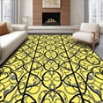 thumbnail image 1 of ODIKA 3'x5' Machine Washable Non-Slip Area Rug, Modern Interlocking Lattice with Stylized Petal and Vine Accents High Traffic Rug, Yellow, 539060, 1 of 7