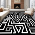 thumbnail image 1 of ODIKA 3x5 Machine Washable Non-Slip Area Rug, Modern Interlocking Maze with Contrasting Borders High Traffic Rug, White, 552046, 1 of 7