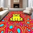 thumbnail image 1 of ODIKA 3'x5' Machine Washable Non-Slip Area Rug, Modern Yarn Mosaic Featuring Joyful Puppy and Cheerful Doodles High Traffic Rug with Pad, Red, 619872, 1 of 8