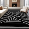 thumbnail image 1 of ODIKA 3'x5' Machine Washable Non-Slip Area Rug, Modernist Labyrinth Minimalist Crosshatch Avant garde High Traffic Rug, Black, 660329, 1 of 7