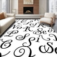 thumbnail image 1 of ODIKA 3'x5' Machine Washable Non-Slip Area Rug, Monochrome Featuring Interlocking Alphabet Typography Art High Traffic Rug, Black, 690556, 1 of 7