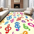 thumbnail image 1 of ODIKA 3'x5' Machine Washable Non-Slip Area Rug, Musical Notation Alphabet Educational Play For Young Pianists High Traffic Rug with Pad, Pink, 693694, 1 of 8