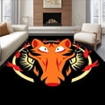thumbnail image 1 of ODIKA 3'x5' Machine Washable Non-Slip Area Rug, Mystical Fox Spirit Figure Featuring Interlocking Flame Details High Traffic Rug with Pad, Orange, 535929, 1 of 8