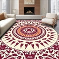 thumbnail image 1 of ODIKA 3'x5' Machine Washable Non-Slip Area Rug, Mystical Winged Medallion Knot Artwork High Traffic Rug, Burgundy, 582876, 1 of 7