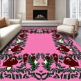 thumbnail image 1 of ODIKA 3'x5' Machine Washable Non-Slip Area Rug, Mythical Woodland Yuletide High Traffic Rug, Pink, 639778, 1 of 7