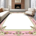 thumbnail image 1 of ODIKA 3'x5' Machine Washable Non-Slip Area Rug, Natural Hide with Vintage Medallion Border Details High Traffic Rug with Pad, Pink, 531896, 1 of 8