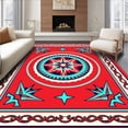 thumbnail image 1 of ODIKA 3'x5' Machine Washable Non-Slip Area Rug, Nautical Compass Rose Medallion with Rope Border High Traffic Rug, Red, 715074, 1 of 7
