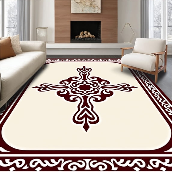 ODIKA 3'x5' Machine Washable Non-Slip Area Rug, Noble Enchantment Luxurious Exquisite Aristocratic Masterwork High Traffic Rug with Pad, Brown, 666266