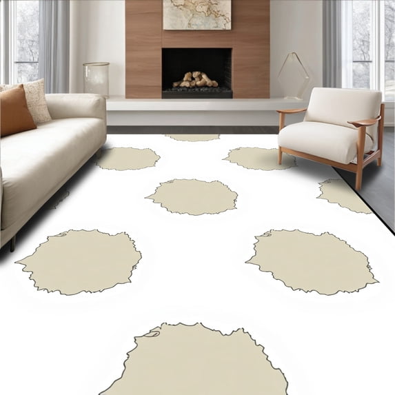 ODIKA 3'x5' Machine Washable Non-Slip Area Rug, Noble Ranch Seasonal Exceptional Handsome Craftsmanship High Traffic Rug with Pad, Beige, 614052